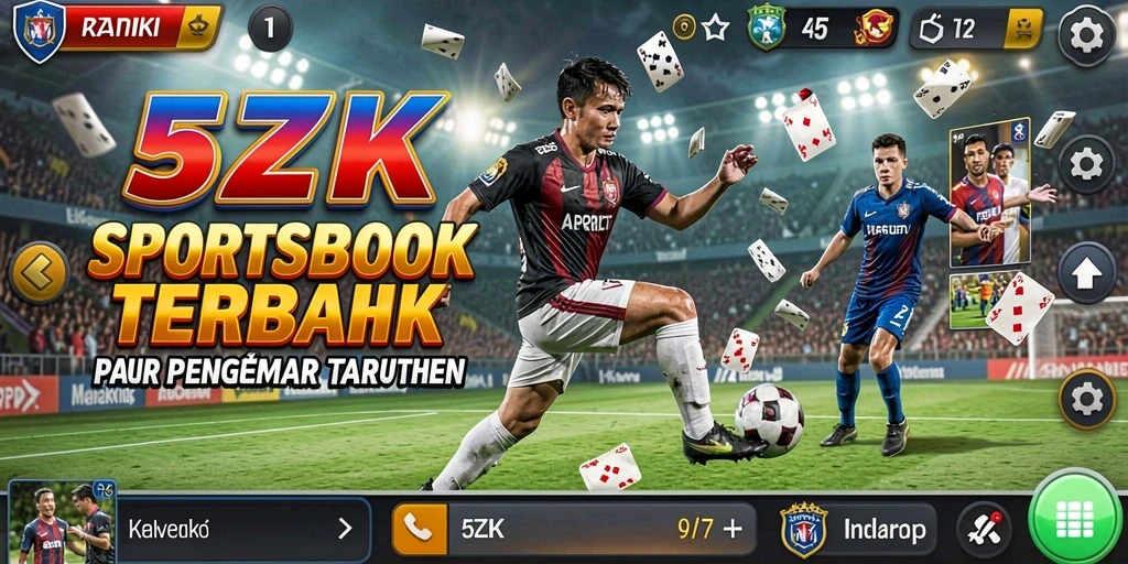 Screenshot utama 5ZK menampilkan fitur taruhan olahraga yang interaktif.