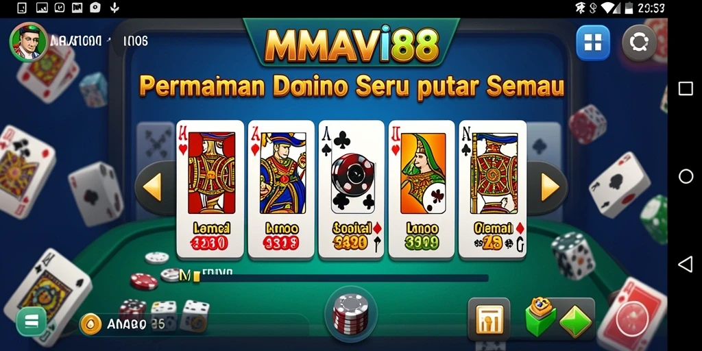 Tampilan gameplay seru dalam aplikasi AMAVI88 saat bermain domino.