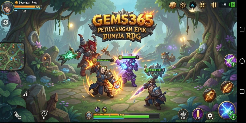 Screenshot GEMS365 menampilkan gameplay RPG yang mendebarkan dan dunia fantasi yang indah.