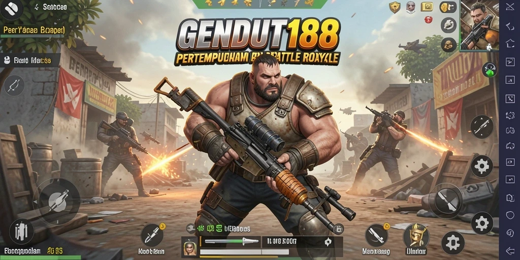 Tampilan aksi seru di GENDUT188 dengan gameplay Battle Royale yang menarik.