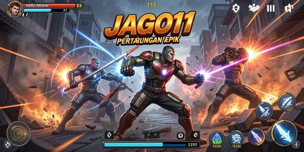 Screenshot gameplay JAGO11 yang menunjukkan aksi seru bertarung.