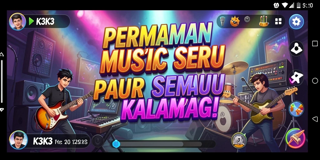 Tampilan permainan K3K3 dengan aksi musik yang seru.