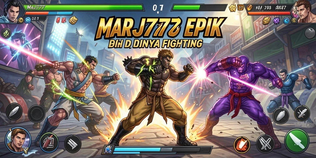 Tampilan gameplay MAJ777 yang mendebarkan di arena pertarungan.
