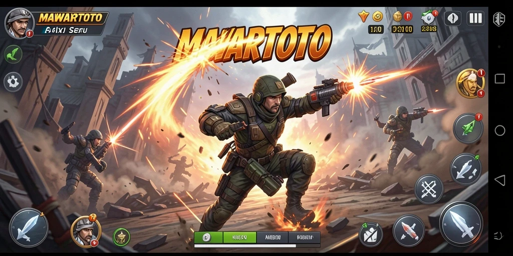 Tampilan gameplay MAWARTOTO menampilkan aksi mendebarkan di arena pertarungan.