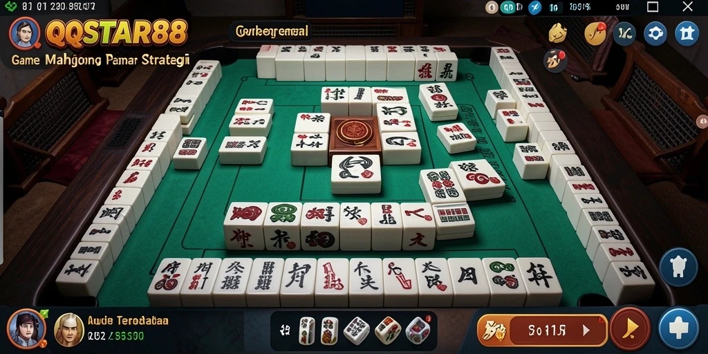 Screenshot gameplay QQSTAR88 menampilkan tantangan mencocokkan ubin Mahjong.