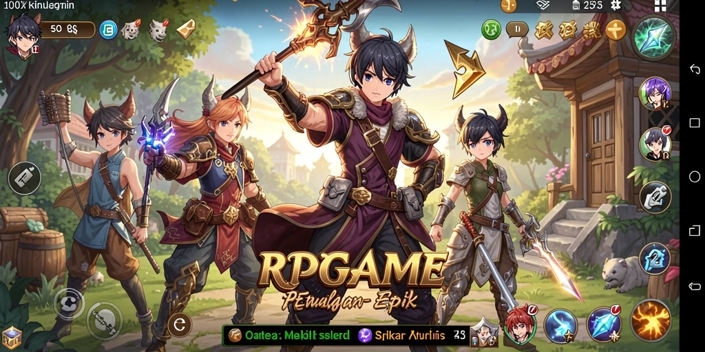 Screenshot RPGAME menampilkan aksi pertarungan yang intens dalam dunia Anime.