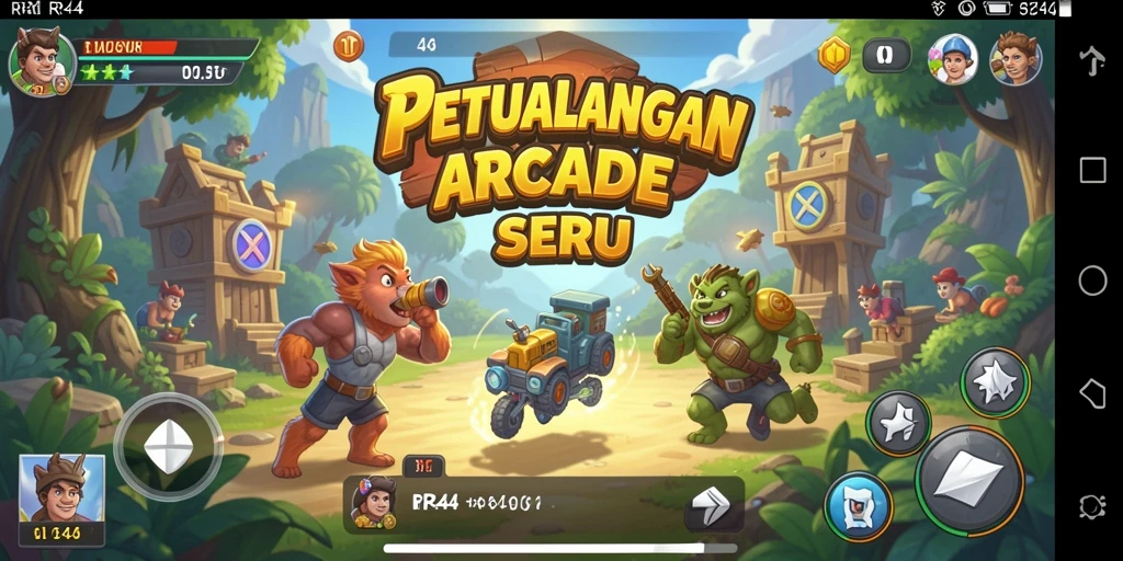 Tangkapan layar gameplay RR44 dengan aksi seru di dalam game Arcade.