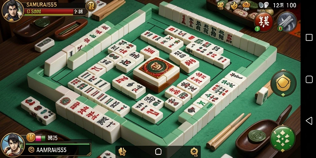 Tampilan gameplay menarik dari SAMURAI555 saat bermain Mahjong.