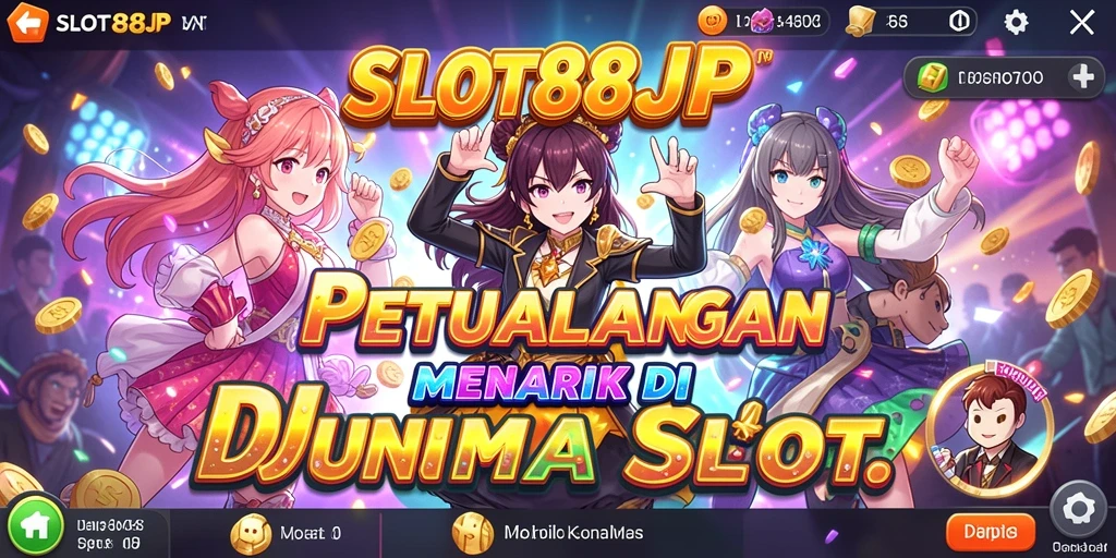 Tampilan gameplay SLOT88JP dengan karakter anime yang menarik dan bonus seru.