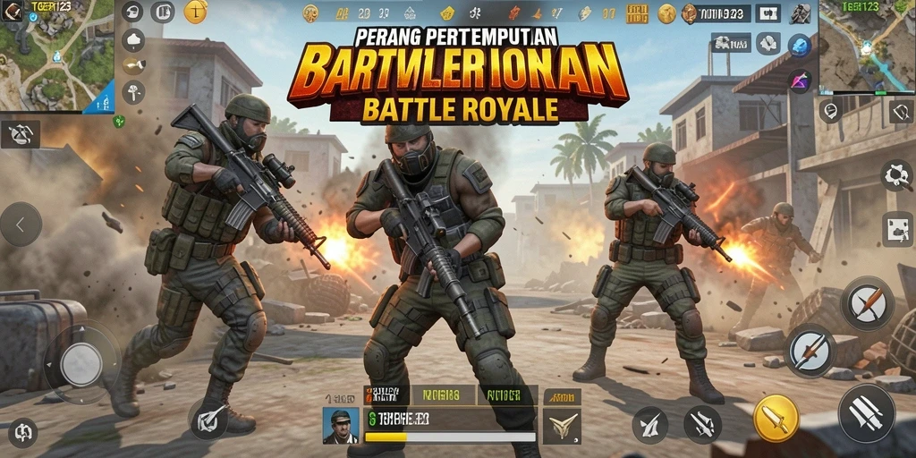 Screenshot TGER123 menampilkan aksi seru dalam gameplay Battle Royale.