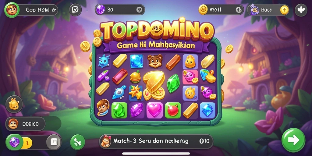 Gameplay seru dari TOPDOMINO dalam tantangan Match-3.