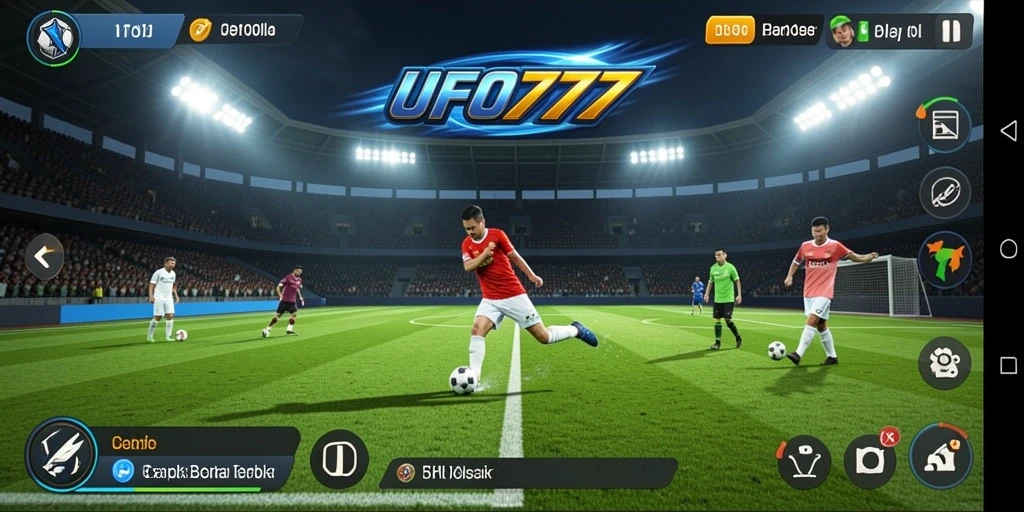 Tampilan gameplay menarik dalam permainan sepak bola.