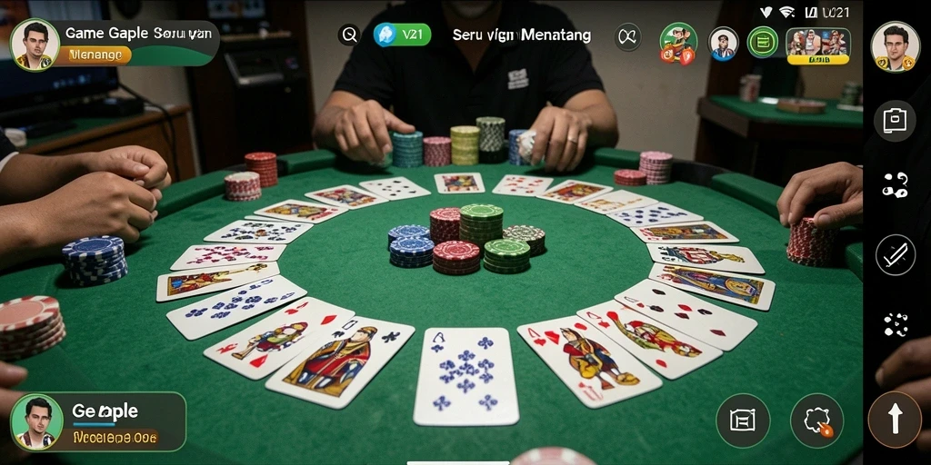 Screenshot V21 menampilkan gameplay Gaple yang seru dan interaktif.