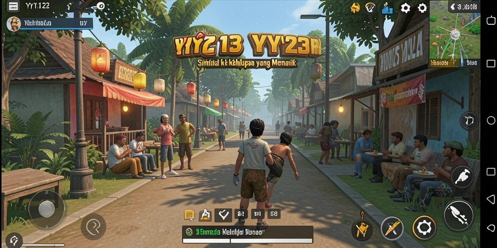 Screenshot gameplay YY123 menampilkan keseharian karakter yang hidup.